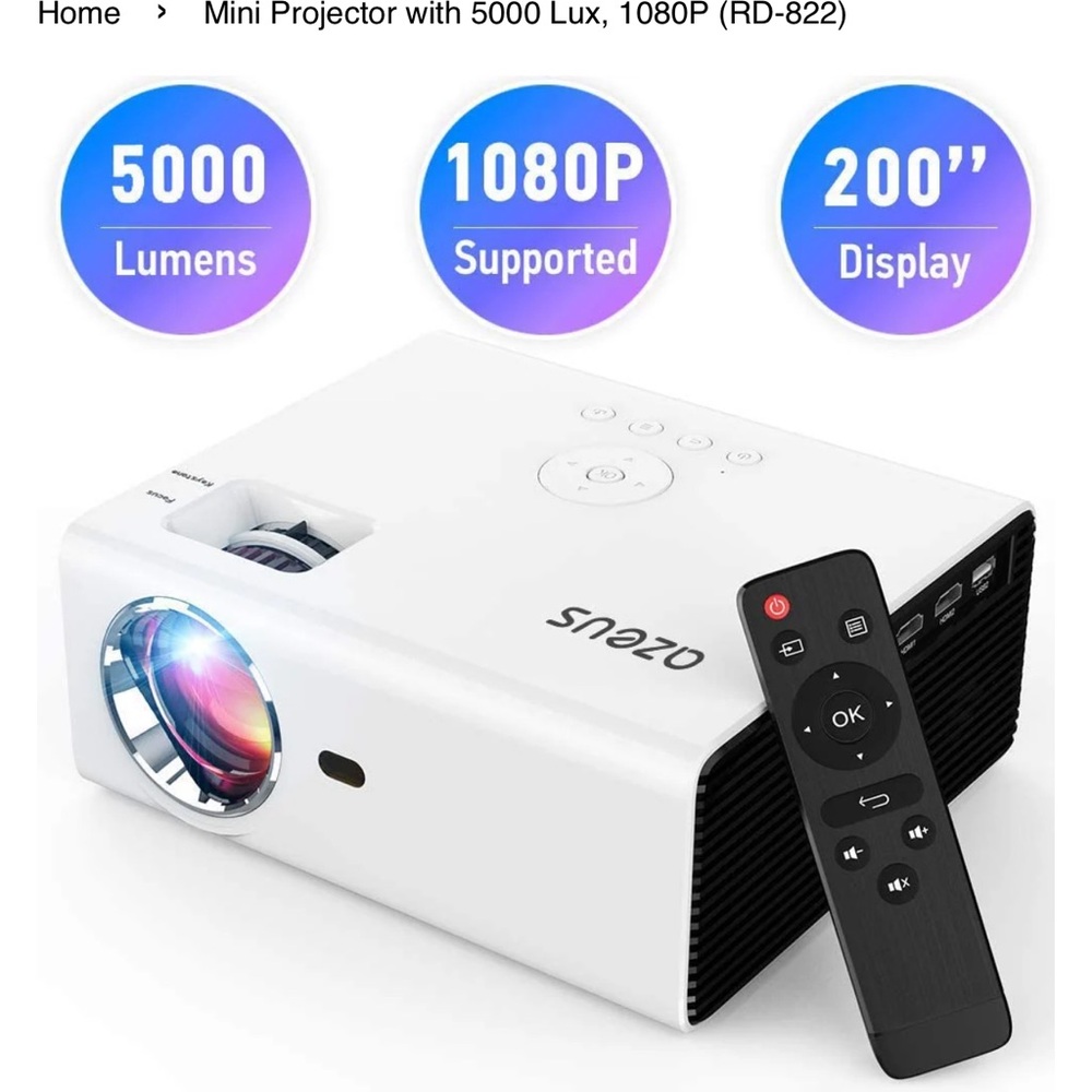 White Mini Projector with Remote